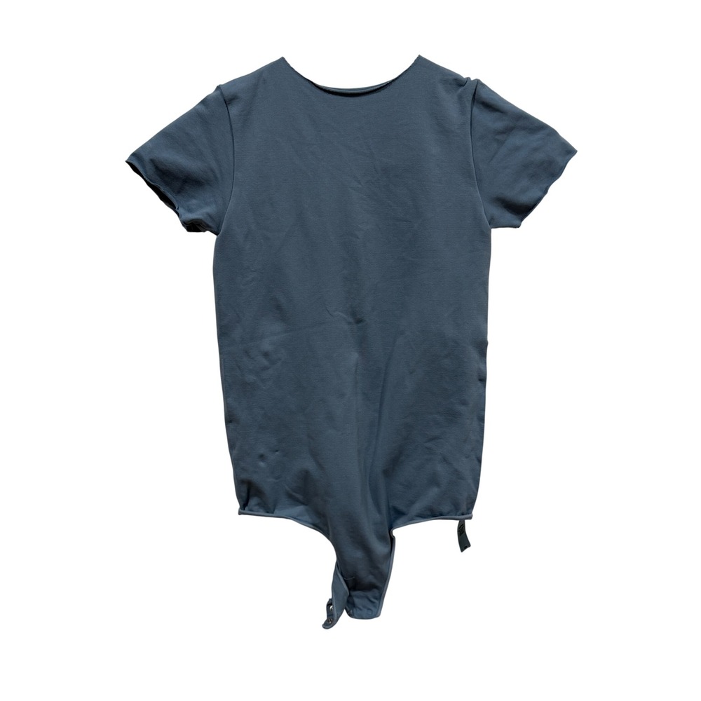 SKIMS Fits Everybody Short Sleeve Crew‎ Neck Bodysuit Blue S/M RN158973